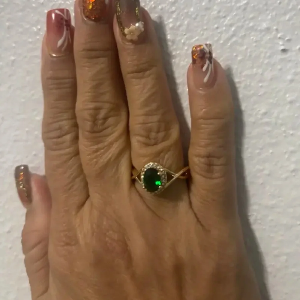 Gold and Emerald Gemstone Ring - NEW - SIZE 6, 7, 8, or 9 Available